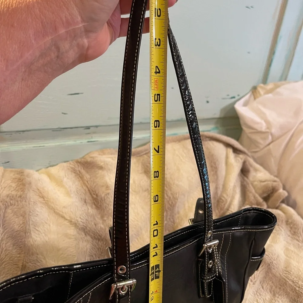 VINTAGE COACH BLACK LEATHER, SATCHEL HOBO SHOULDER BAG - Picture 6 of 16